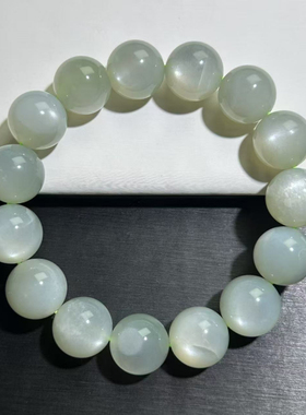 绿月光月光石手串女款绿色单圈手链时尚女士素圈冰透