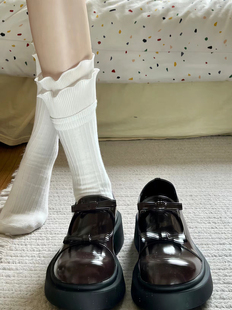 春夏季 袜Lolita少女jk 白色芭蕾miu风袜子女中筒蕾丝花边玛丽珍鞋