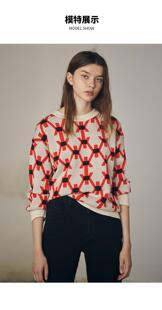 Basic House/百家好秋冬女士提花百搭针织衫毛衣少量HUKT728E-898