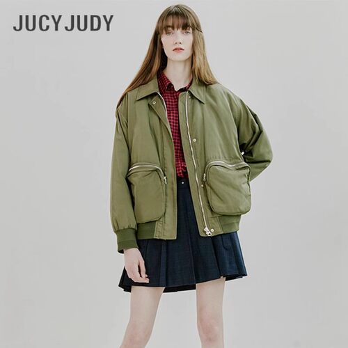 Jucy Judy秋冬女休闲百搭短帅气工装夹克薄棉服少量JVJP722G-1280