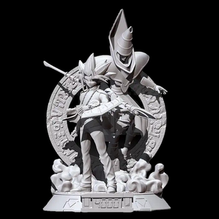 《游戏王》武藤游戏YugiMuto三色头发3~20cm手办GK模玩模型白模3D