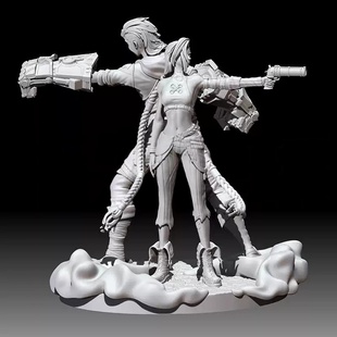 金克丝和蔚 英雄联盟 双城之战3~20cm手办GK模玩树脂模型白模3D