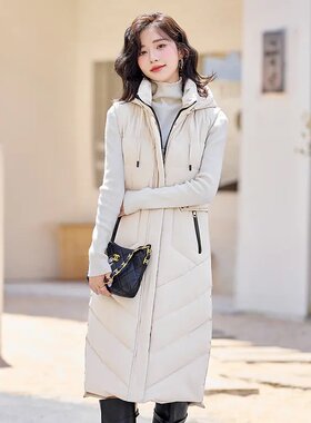 时尚女装中长款外穿马甲女秋冬新款百搭宽松修身显瘦外套棉马夹潮