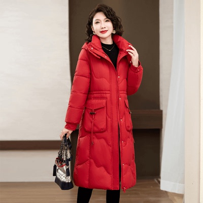 高端棉服女中长款2024年新款年轻妈妈显瘦收腰时尚大码加厚外套