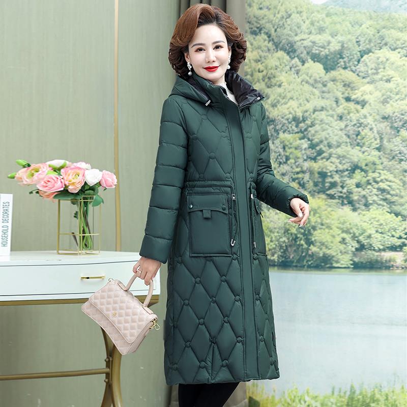 妈妈装保暖女过膝棉服女冬季大码棉衣女中长款中老年外套修身棉衣