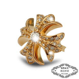 22K金镶钻石耳钉黄金十字花架黄金镀金镶钻耳钉吊坠网红同款