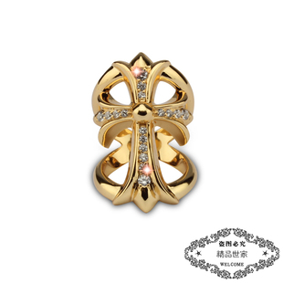 ROCK HEARTS 22K金戒指镂空十字架十字架黄金镶钻戒指周扬青同款