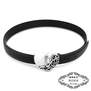 时尚 ROCK 爱心皮带扣 HEARTS 休闲真皮桃心皮带S925纯银 心形腰带