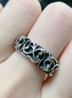 欧美风藤蔓图腾纯银戒指