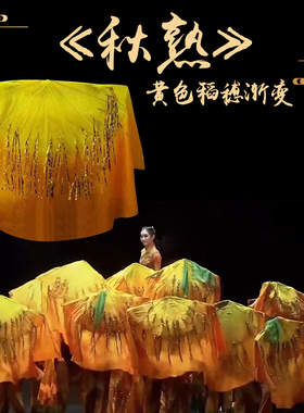 舞蹈扇子《秋熟》民间舞道具黄色稻穗渐变色中国风古典舞跳舞扇子