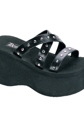 美国正品代购FUNN-19 铆钉朋克夏季凉拖鞋松糕厚底凉拖鞋无带鞋女