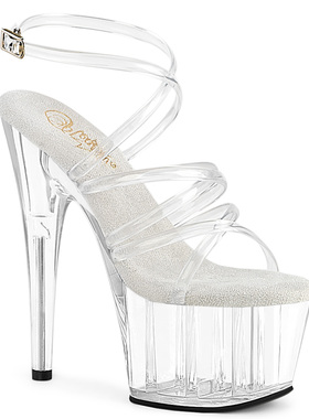 美国代购Pleaser17.8cm厚底防水台交叉环绕扣带露趾高跟凉鞋女鞋