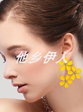 美国代购大号圆形花朵耳环糖果色