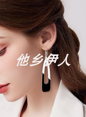 美国代购黑白亚克力双色几何耳环