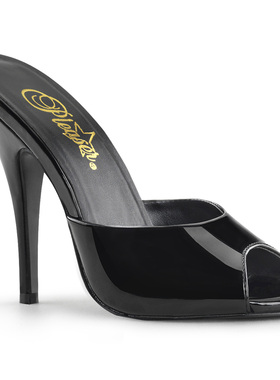 美国代购Pleaser12.7cm细跟黑色漆皮高跟凉鞋拍照走秀鱼嘴无带鞋