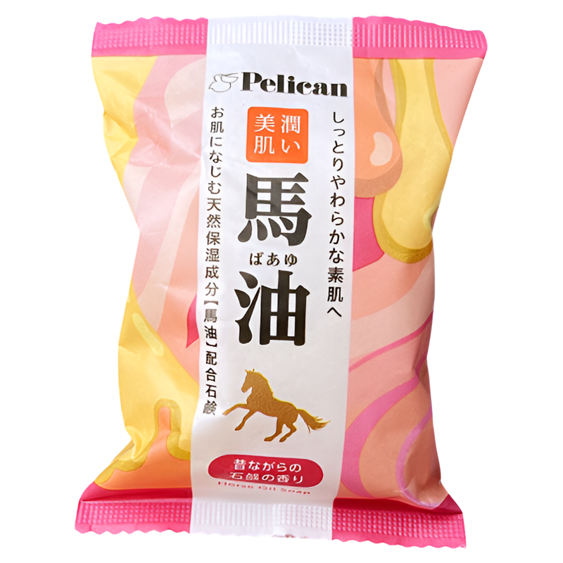 日本原装pelican马油香皂洗脸皂保湿沐浴皂泡沫丰富家用肥皂80g