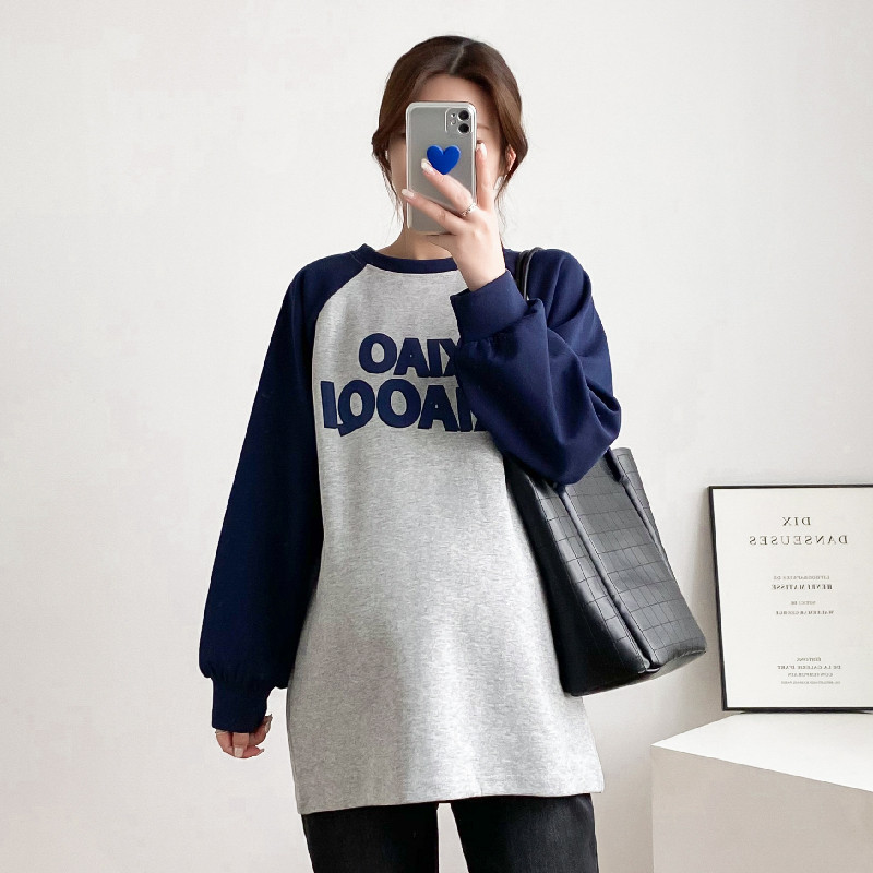 출산 가을 탑 2024 패션 새로운 긴팔 코튼 티셔츠 바닥 셔츠 느슨한 대형 봄 가을 운동복