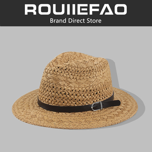 ROUIIEFAO草帽镂空编织老钱风