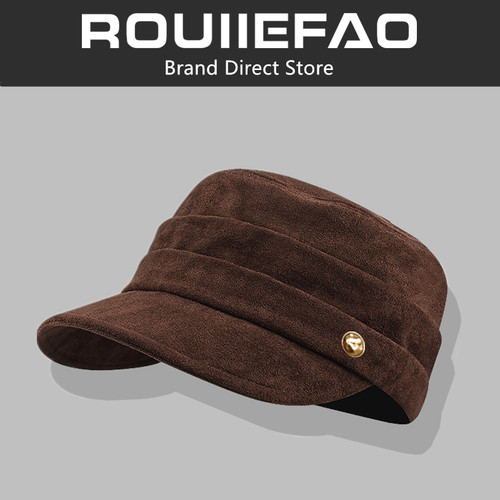 ROUIIEFAO平顶帽复古褶皱百搭