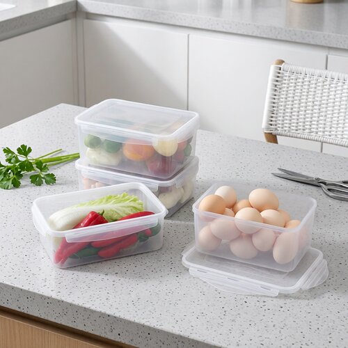 长方形透明密封保鲜盒食品级蔬果收纳塑料饭盒微波冷藏水果饭菜盒 - 封面