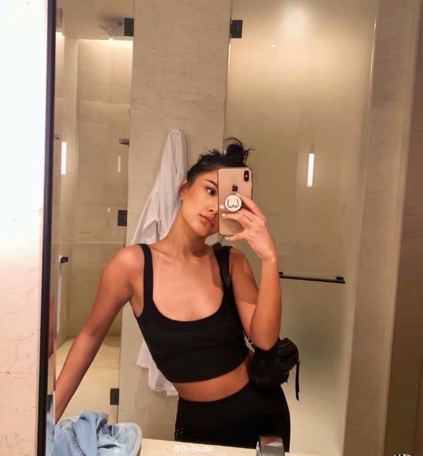 ins欧美时尚博主同款高弹力接头潮流女内搭吊带街头露背打底外穿