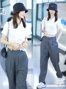 金晨金智妮Jennie同款女高腰宽松休闲裤子直筒阔腿垂感时髦西装裤