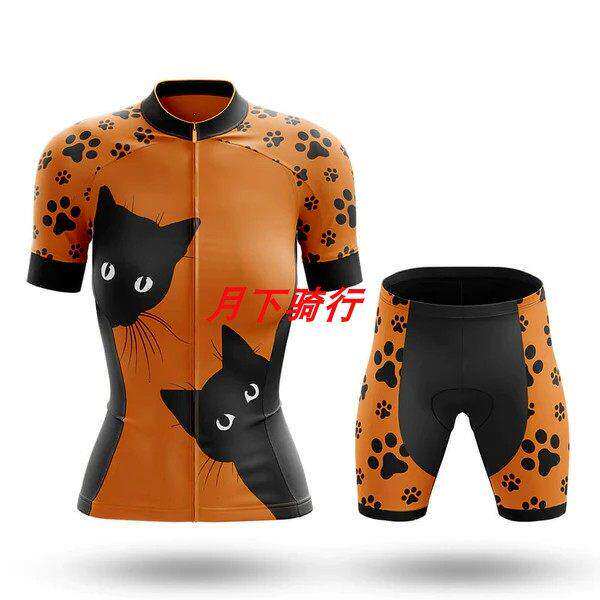 2023新款可爱猫自行车男女款夏季骑行服短袖上衣情侣款专业单车服