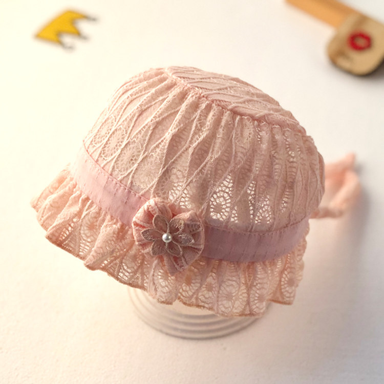 婴幼儿遮阳帽夏季女宝宝蕾丝薄款宫廷帽子新生儿渔夫帽婴儿公主帽