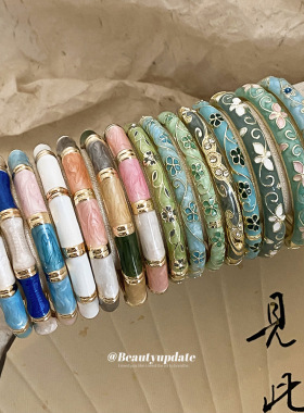 新中式金属镶钻滴油花朵手镯国风复古温柔精致手环轻奢高级感手饰