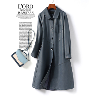 绵羊皮外套女中长款 海宁真皮皮衣 翻领高端气质皮大衣2026春秋新款