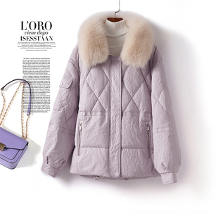 绵羊皮羽绒服女常规狐狸毛领加厚90白鸭绒韩版 秋冬外套海宁真皮衣