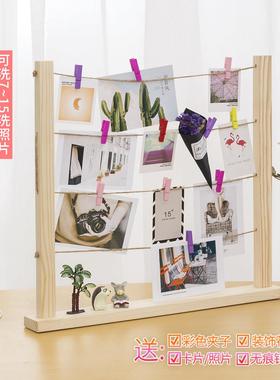 创意INS桌面照片装饰品摆件少女房间宿舍卧室墙面麻绳挂件布置