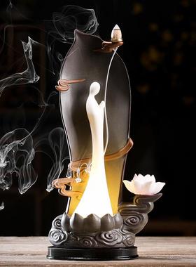 中式禅意摆件 创意家居客厅博古架装饰品 覆古小夜灯乔迁新居礼品