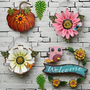 户外花园风格 庭院铁艺立体花朵蝴蝶阳台院子布置园艺墙面造景挂件