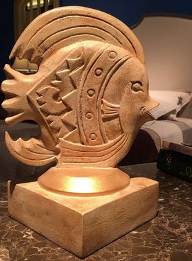 正版现货木质雕刻热带鱼简约时尚创意地中海风格吉庆有余家居摆件