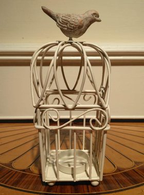 白色鸟笼烛台装饰摆件正版现货