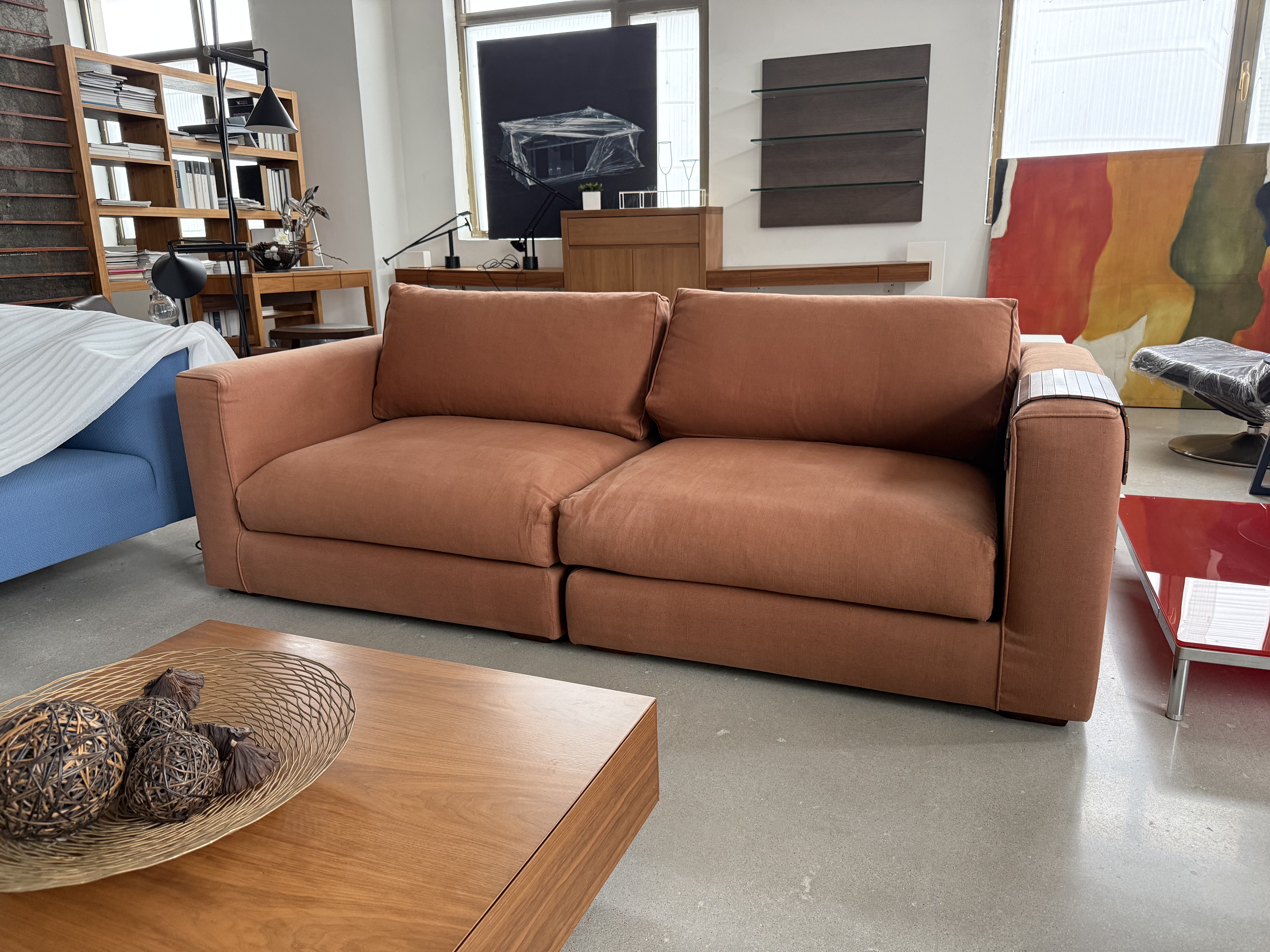 北欧风格现货清样特价布艺棕咖色沙发客厅小户型直排三人位沙发