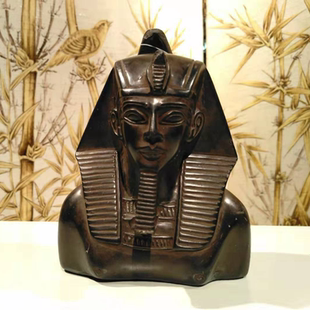 原装进口正版现货意大利黑色石材埃及人物法老头图坦卡蒙装饰摆件