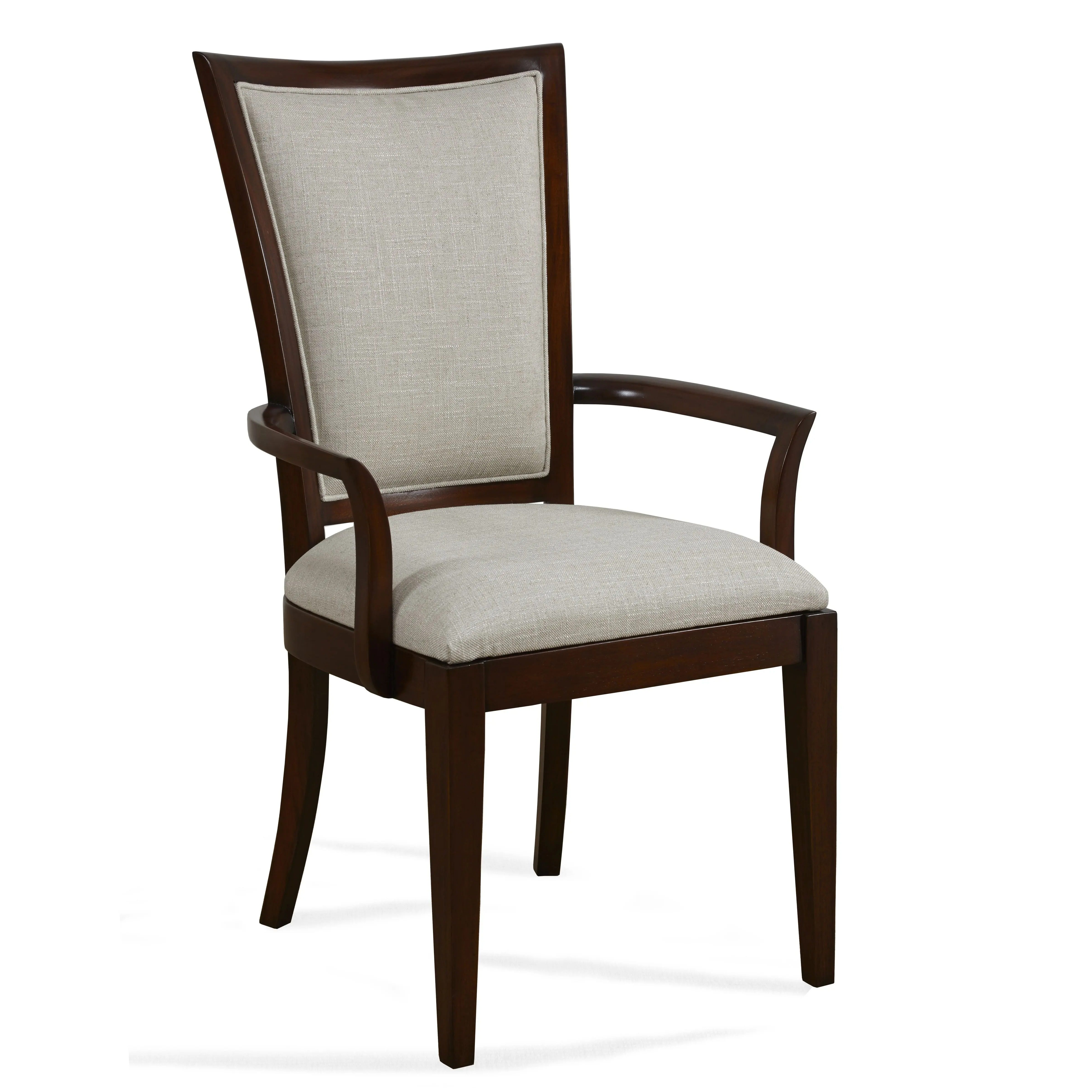 原装进口正版现货设计潮牌美式现代咖色木架米灰色布艺扶手餐椅