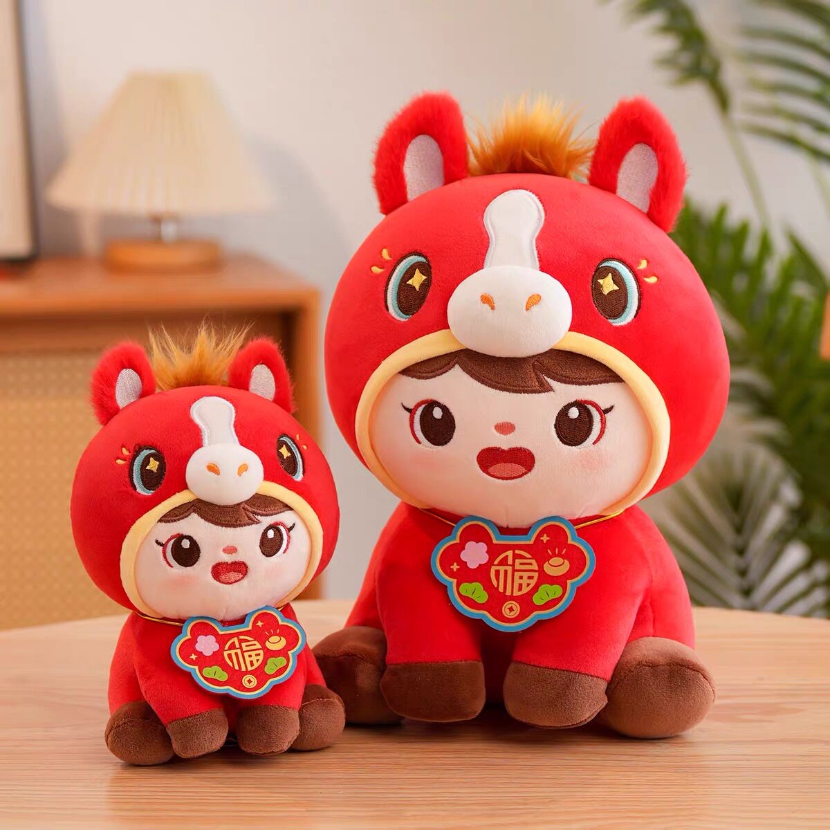 2026马年吉祥物可爱马毛绒玩具福娃马生肖玩偶新年摆件年会礼物