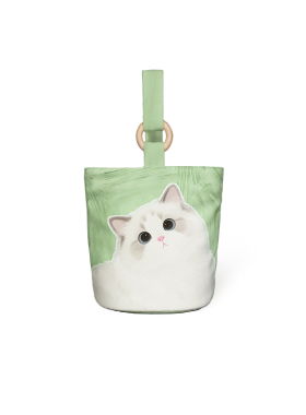 布偶猫卡通可爱小拎包外出杂物木环水桶包通勤上班质感帆布包定制
