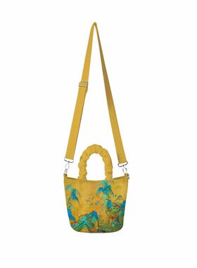 千里江山图中式新款斜挎包包女文艺布袋水桶包上班通勤手提袋定制