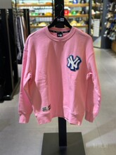 NewEra MLB印花图案套头圆领长袖卫衣 男女款 黑色粉色 专柜正品