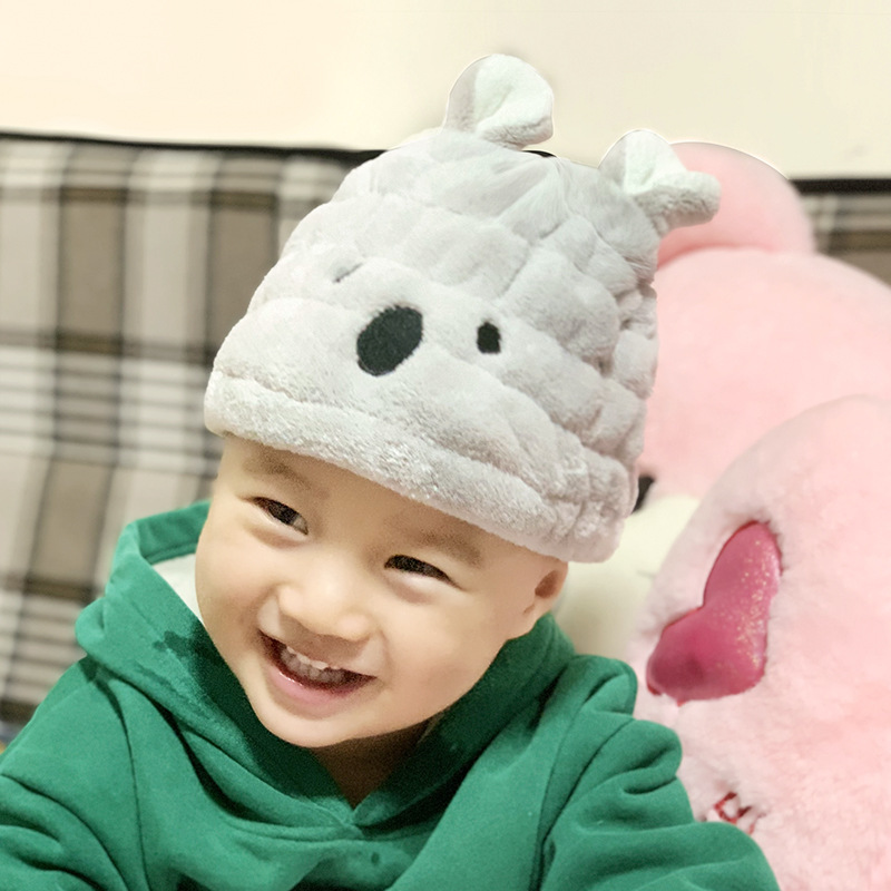 卡通儿童珊瑚绒干发帽宝宝兔耳朵包头干发巾吸水速干公主浴帽