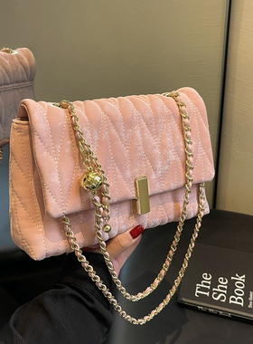 高级感时尚链条包包女2025新款春夏百搭韩版女士单肩斜挎包小方包