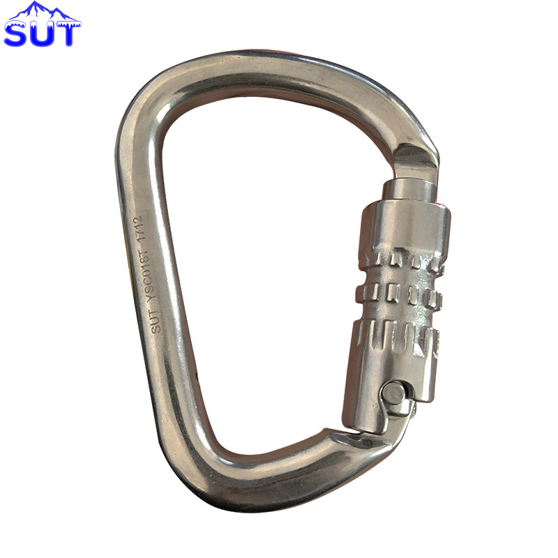 优质不锈钢d型三锁承重登山锁扣