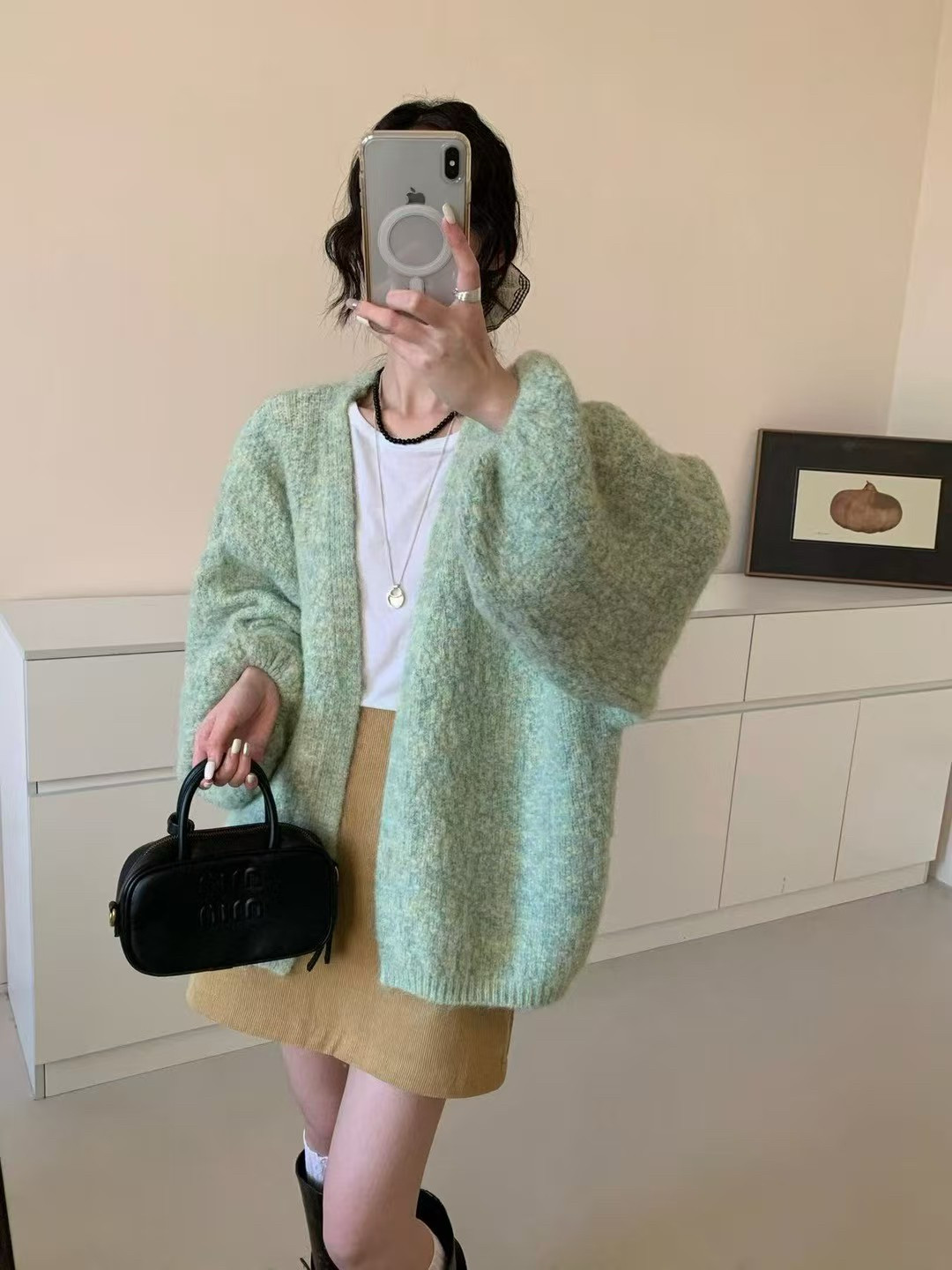 2024秋冬新款韩版宽松慵懒风软糯毛衣外套女中长款针织开衫上衣