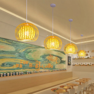 网红餐饮店吊灯饭店饭厅吧台火锅店铺商用创意个性彩色小吃店灯具