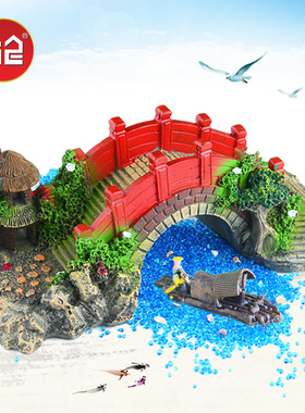 摆件养鱼道具装饰品造景假山流水