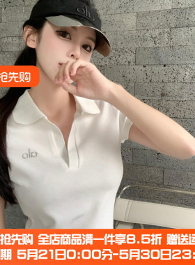 加拿大直邮alo立领女款polo衫修身显瘦瑜伽健身休闲运动短袖上衣
